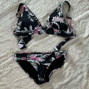 Tommy Bahama Black and Pink Floral Bikini